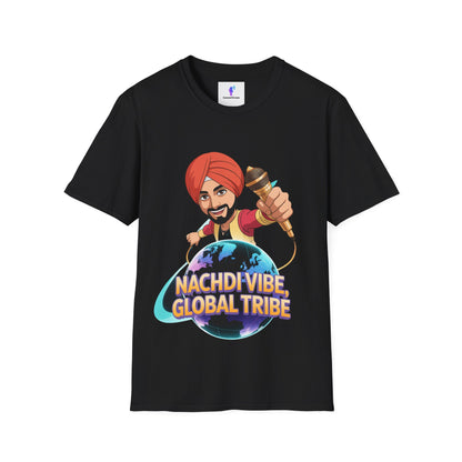 T-Shirt Anime Punjabi Character Glowing Mic Nachdi Vibe Global Tribe