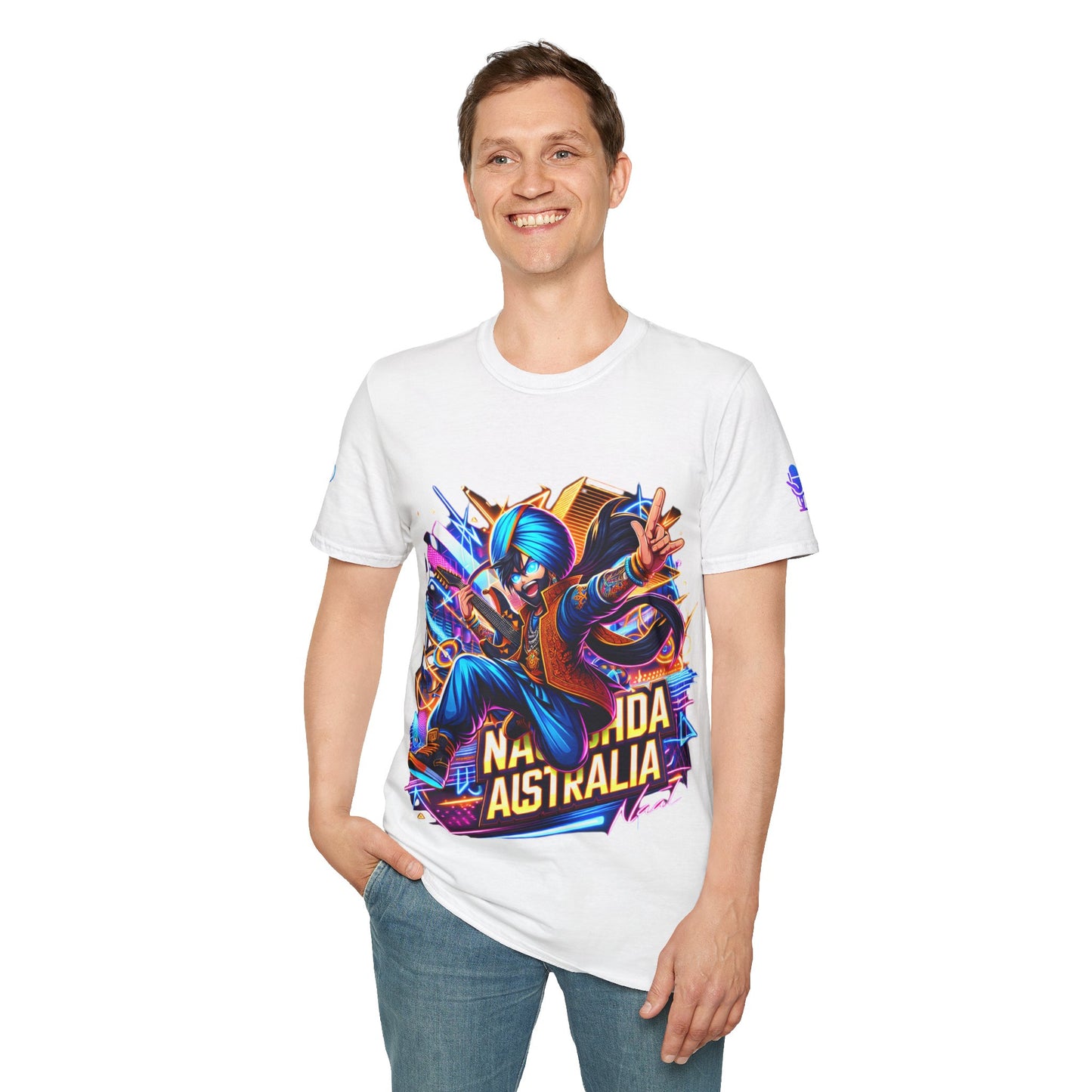 T-Shirt Anime Punjabi Rockstar Nachda Australia Naal Neon Lights