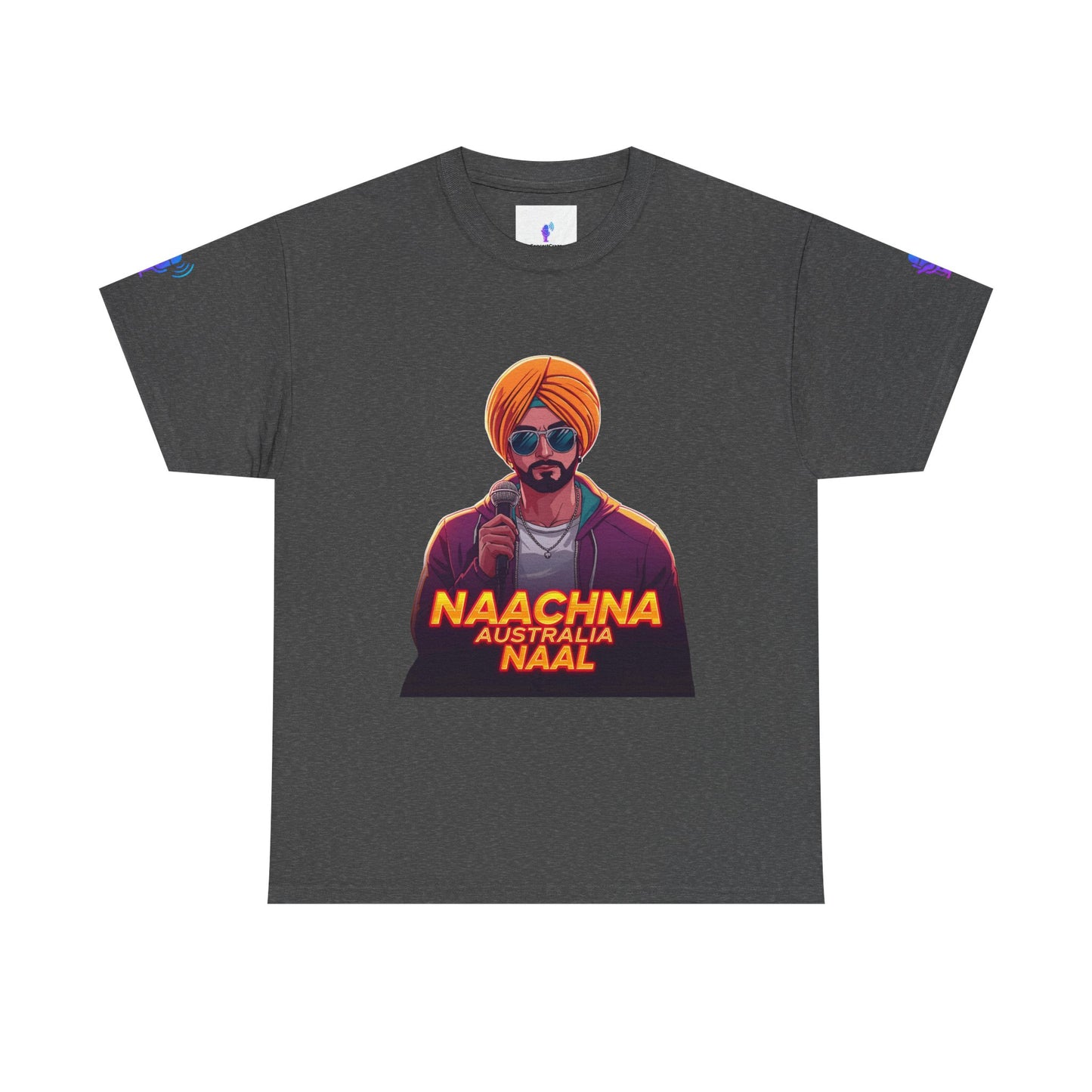 T-Shirt - Anime Punjabi Singer Neon Turban Mic Cyberpunk Stage Lights