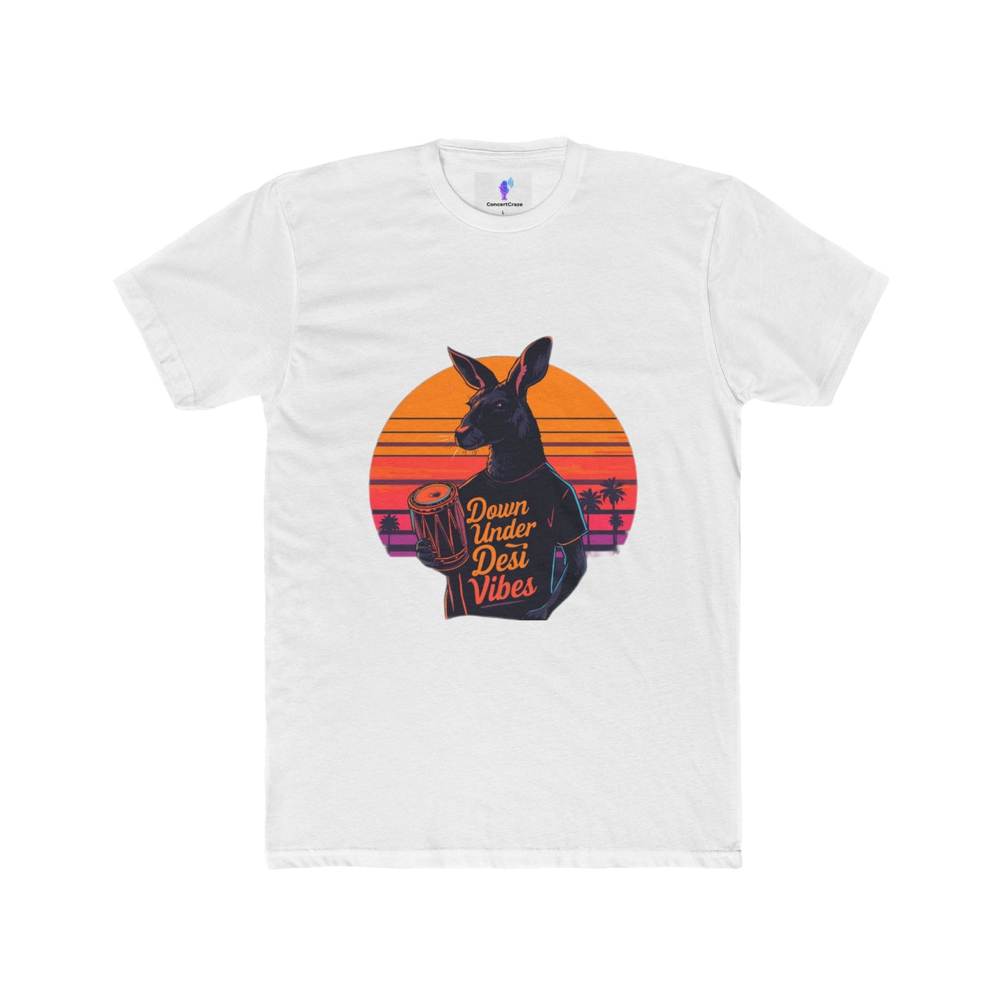 Crew Tee with &quot;Down Under Desi Vibe&quot; Kangaroo Design