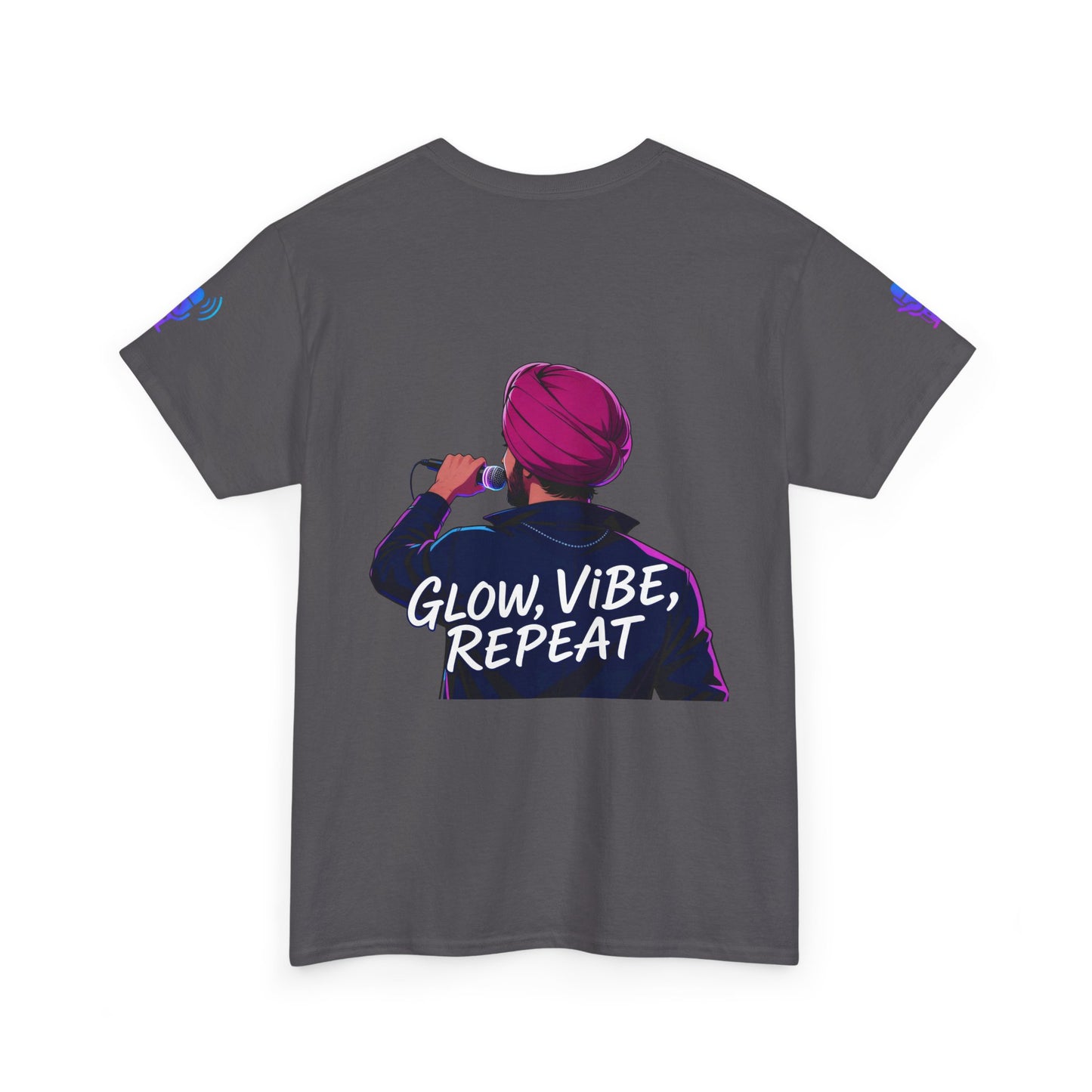 Anime Punjabi Singer Tee - Glow Vibe Repeat Neon Font Shirt