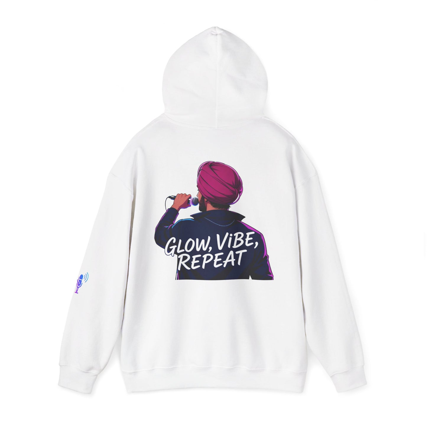 Glow Vibe Repeat Hoodie, Trendy Unisex Sweatshirt, Casual Streetwear, Gift for Music Lovers, Fun Fashion for All Occasions