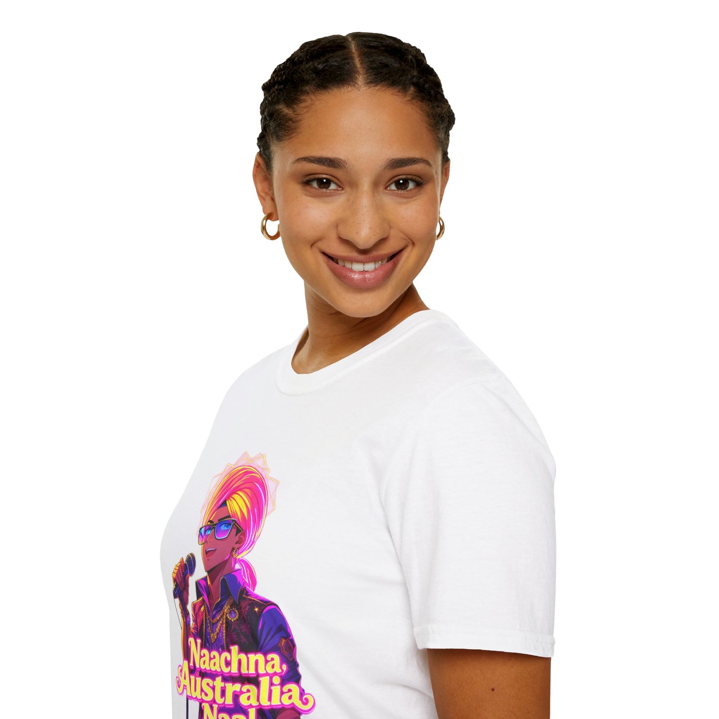 Neon Punjabi T-Shirt with 'Naachna Australia Naal' Design