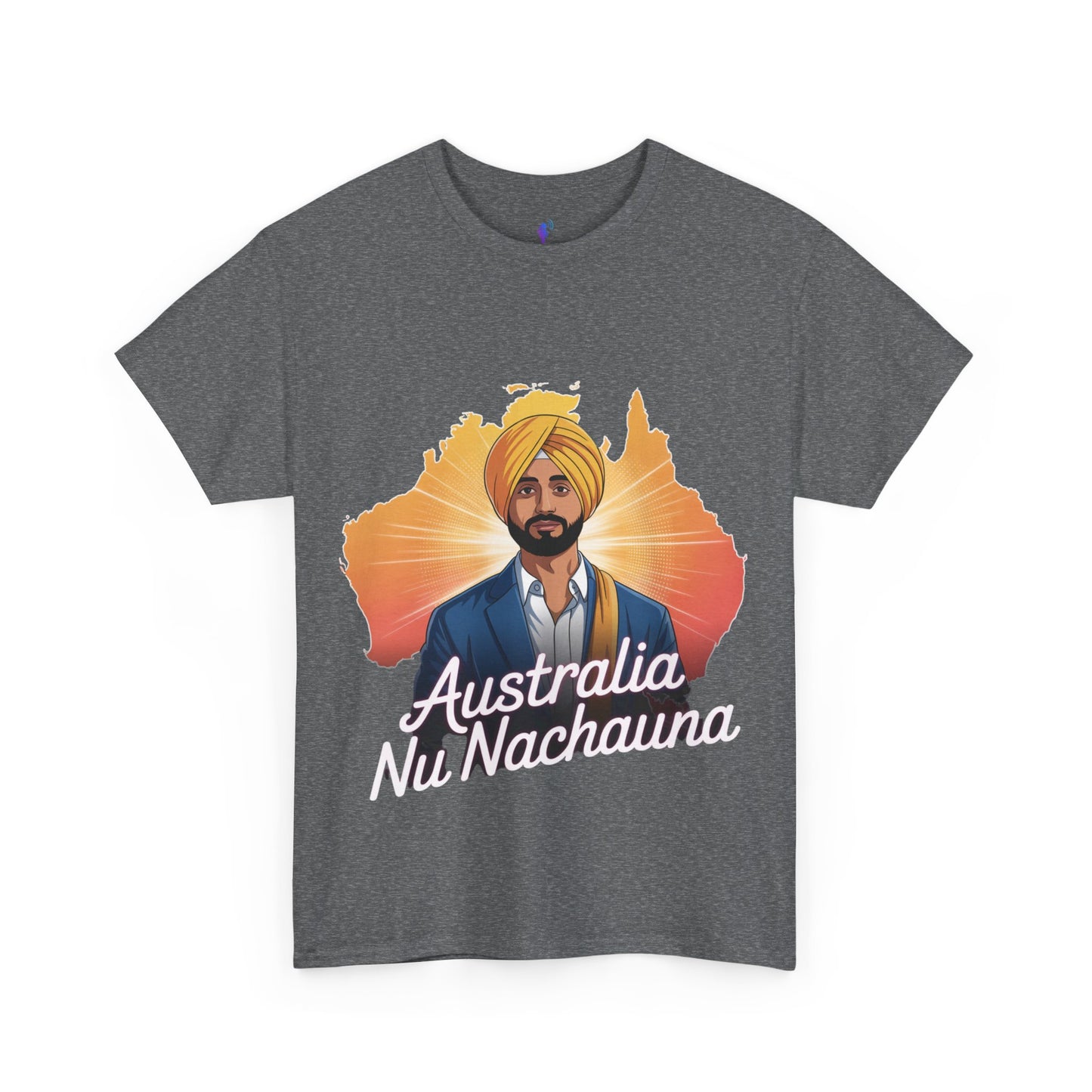 T-Shirt Anime Style Punjabi Singer Australia Map Neon Font Tee