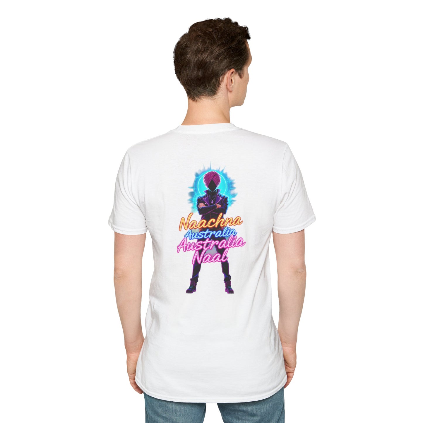 Neon Punjabi T-Shirt with 'Naachna Australia Naal' Design