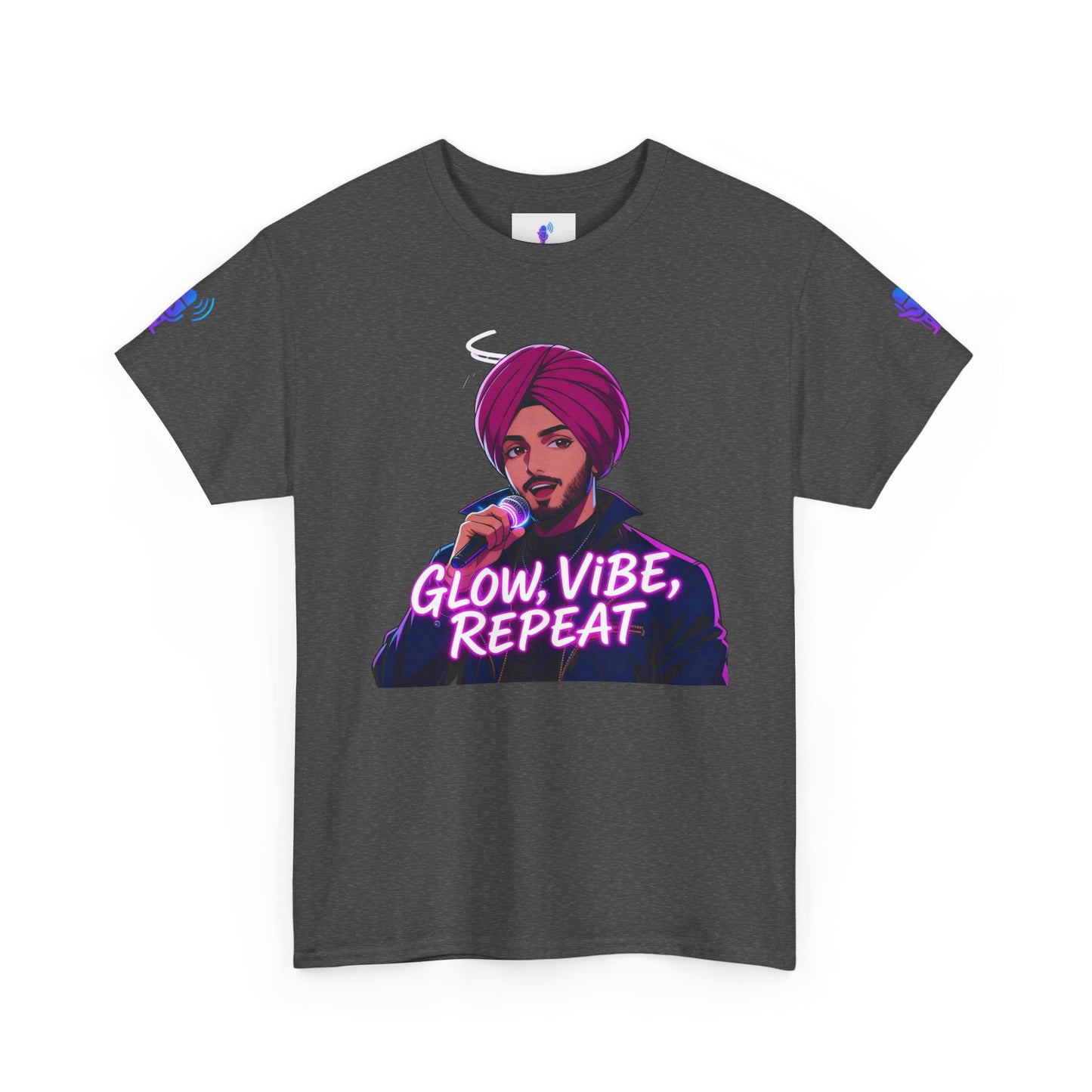 Anime Punjabi Singer Tee - Glow Vibe Repeat Neon Font Shirt