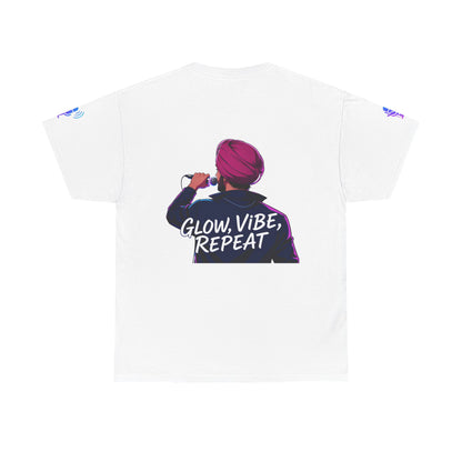 Anime Punjabi Singer Tee - Glow Vibe Repeat Neon Font Shirt