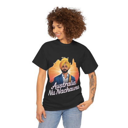 T-Shirt Anime Style Punjabi Singer Australia Map Neon Font Tee