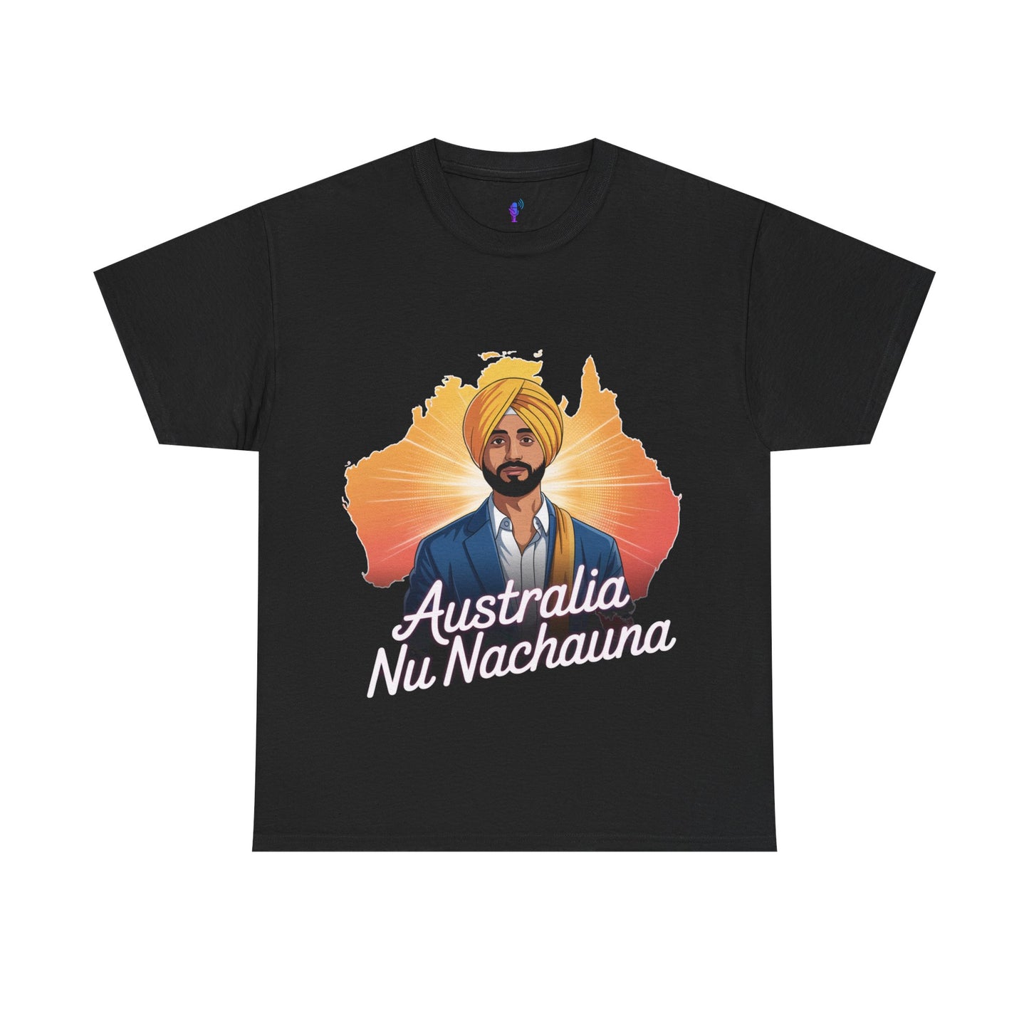 T-Shirt Anime Style Punjabi Singer Australia Map Neon Font Tee