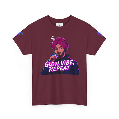 Anime Punjabi Singer Tee - Glow Vibe Repeat Neon Font Shirt