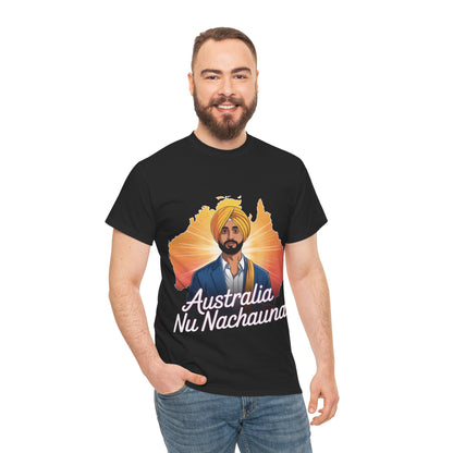 T-Shirt Anime Style Punjabi Singer Australia Map Neon Font Tee