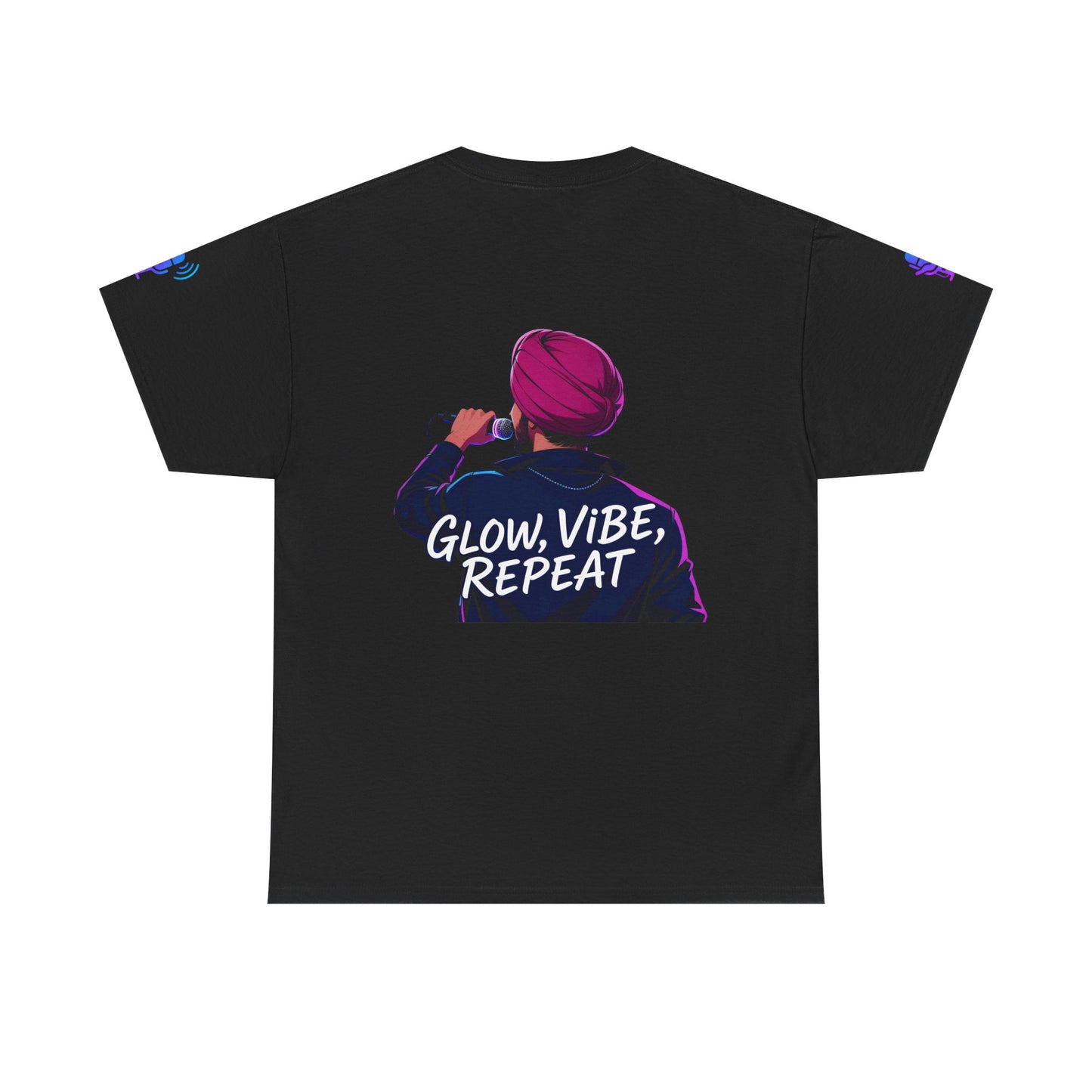 Anime Punjabi Singer Tee - Glow Vibe Repeat Neon Font Shirt