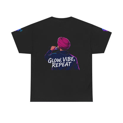 Anime Punjabi Singer Tee - Glow Vibe Repeat Neon Font Shirt