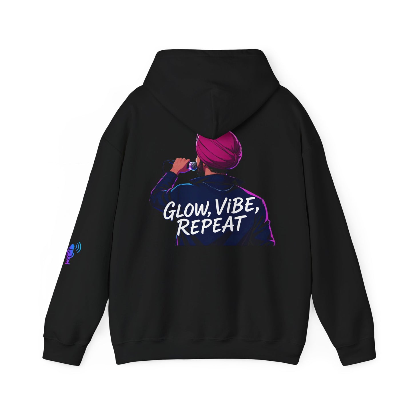 Glow Vibe Repeat Hoodie, Trendy Unisex Sweatshirt, Casual Streetwear, Gift for Music Lovers, Fun Fashion for All Occasions