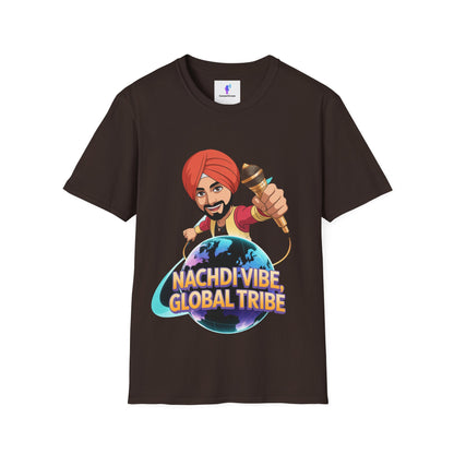 T-Shirt Anime Punjabi Character Glowing Mic Nachdi Vibe Global Tribe