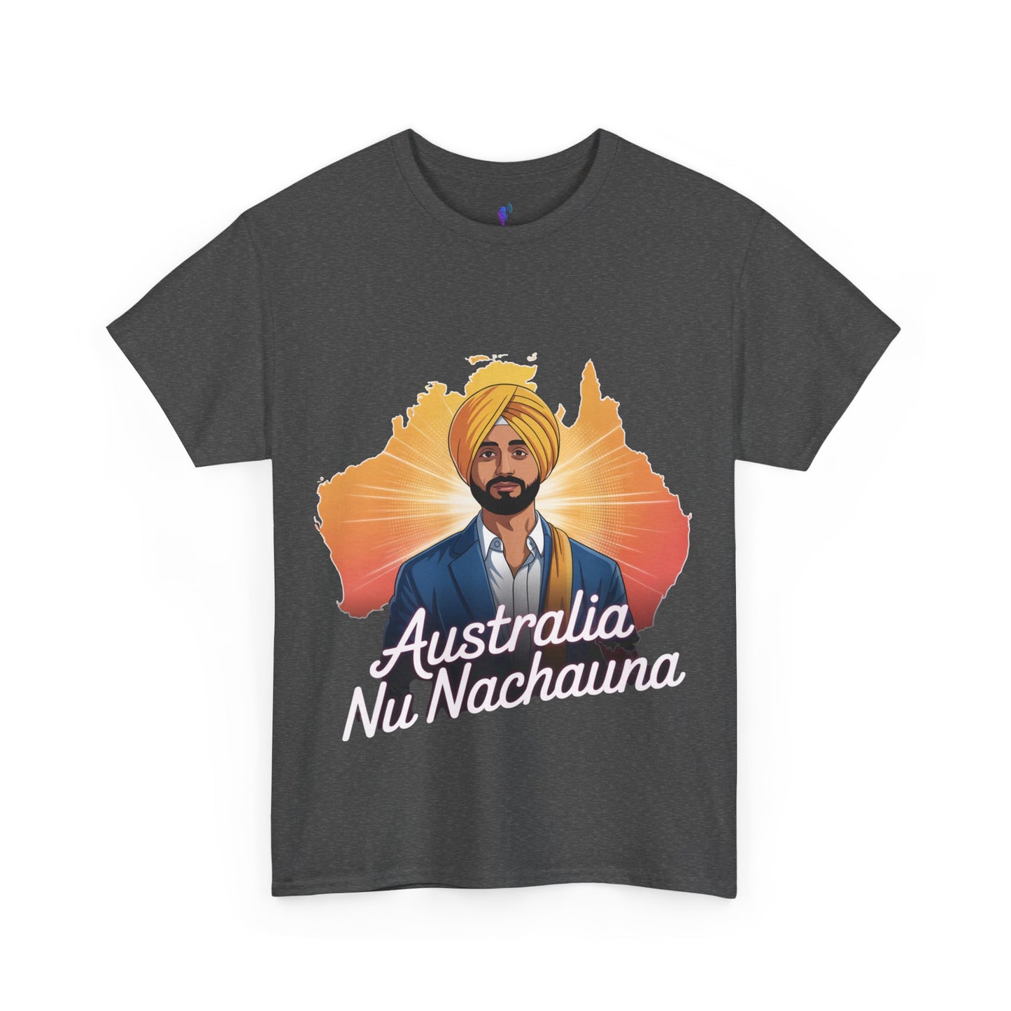 T-Shirt Anime Style Punjabi Singer Australia Map Neon Font Tee