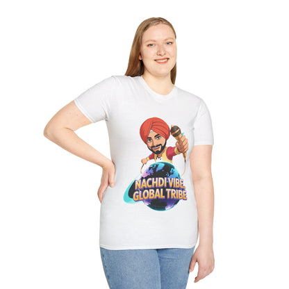 T-Shirt Anime Punjabi Character Glowing Mic Nachdi Vibe Global Tribe