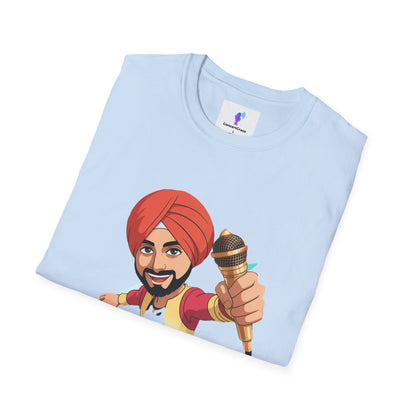 T-Shirt Anime Punjabi Character Glowing Mic Nachdi Vibe Global Tribe