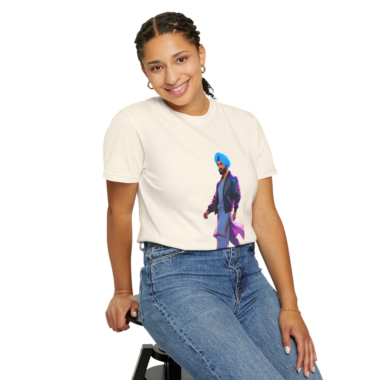 Garment-Dyed T-shirt Anime Punjabi Character Swag On Stage Tee